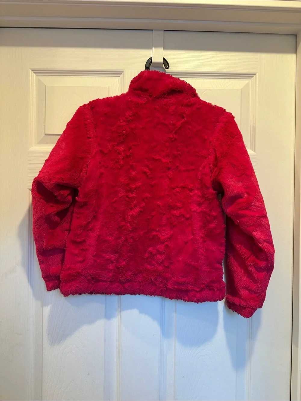 The North Face Girls Reversible Bright Red Plush Fleece Jacket